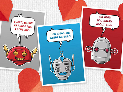 Robot Valentines Cards avatar emoji icons mech robot valentine