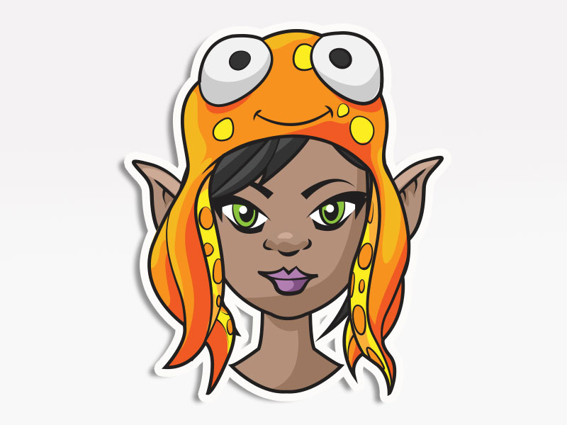 Squid Hat Girl vector icons digital pack stickers emojis emoji avatars creative market cosplay
