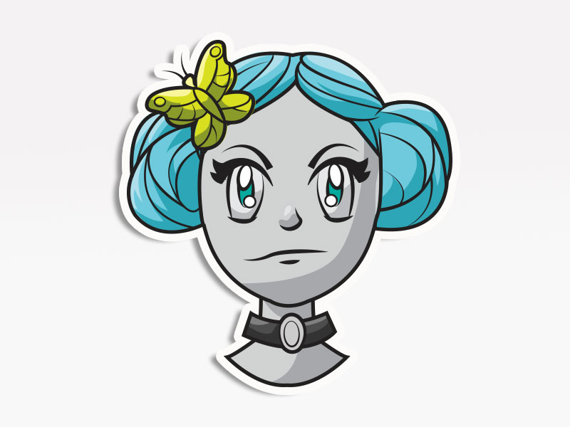 Blue Bun Girl vector icons digital pack stickers emojis emoji avatars creative market cosplay