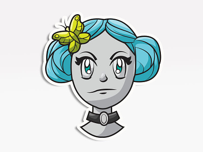 Blue Bun Girl avatars cosplay creative market digital pack emoji emojis icons stickers vector
