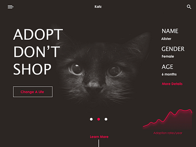 Cat adoption website landing page modern responsive ui ux web design website