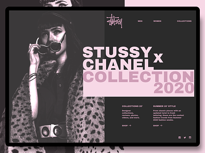 Fashion Website : Stussy x Chanel clean concept design fashion flat minimal rebound typogaphy ui ux web website