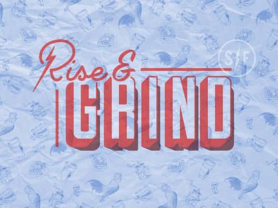 Rise & Grind coffee design illustration pattern typography vector