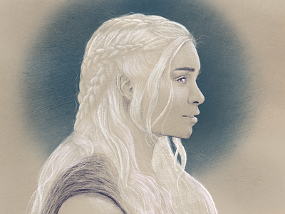 Danerys Targaryen game of thrones illustration ipad pro mid tone procreate