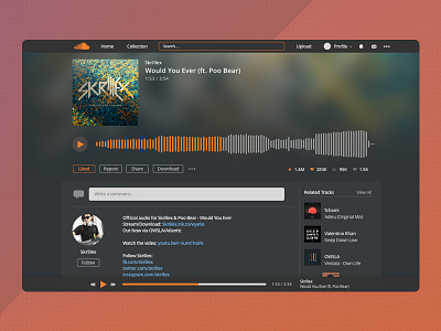 SoundCloud 'Night Mode' Reskin dark design flat night mode nightmode redesign reskin soundcloud ui web