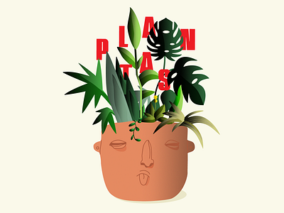 Plantas barro brown design face green illustration ilustracion ilustrator maceta plants pots tree vector