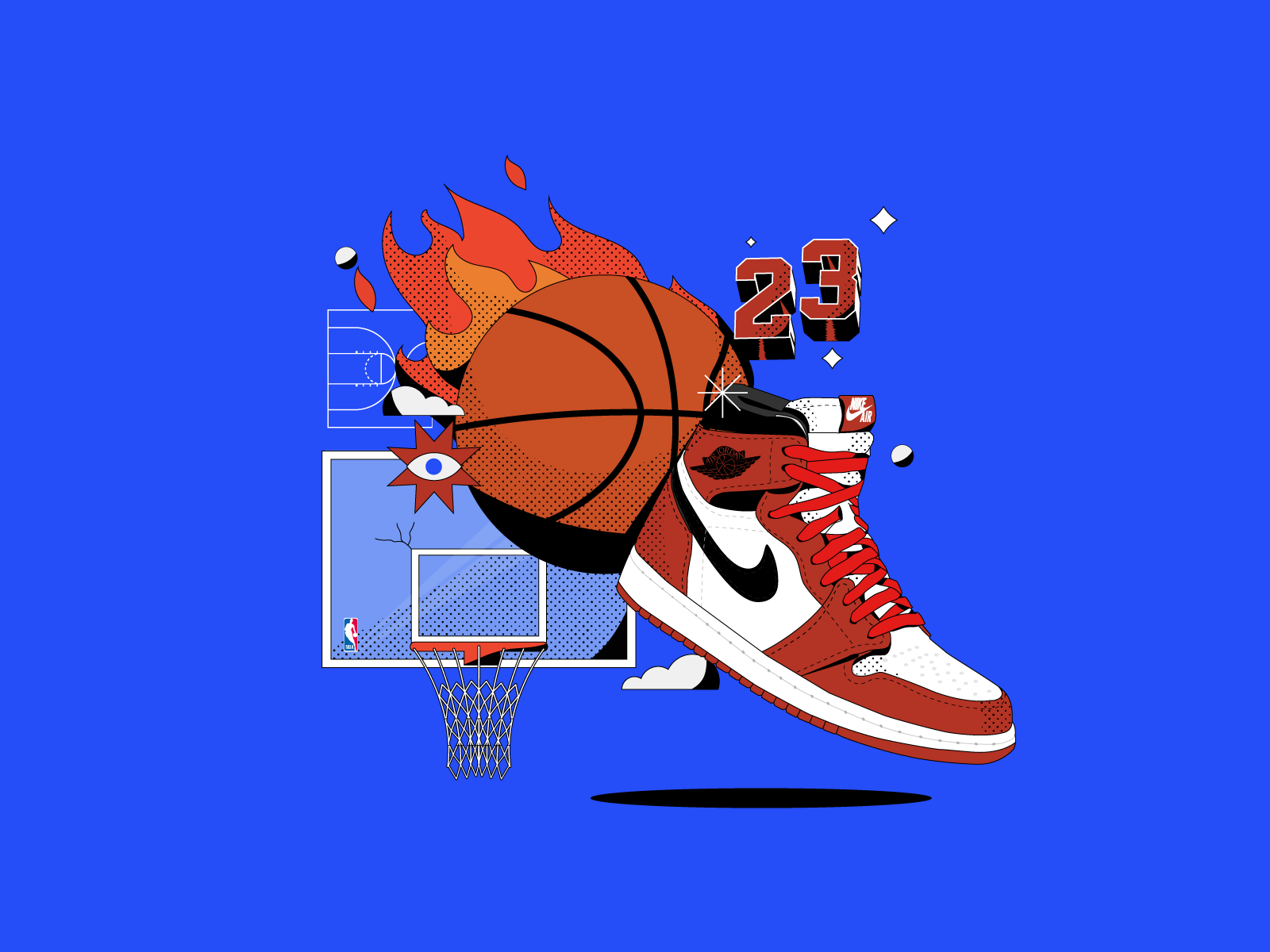 Jam 23 air jordan airjordan ball bas basketball blue design fire illustration jordan money nba nike play shine shoes sport vector