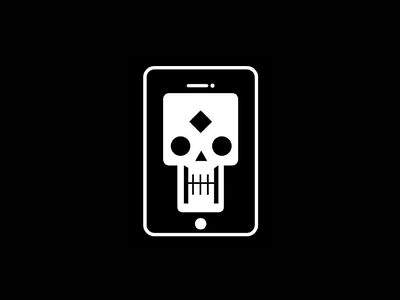 Death phone blackandwhite cráneo icon ilusttation phone screen skull