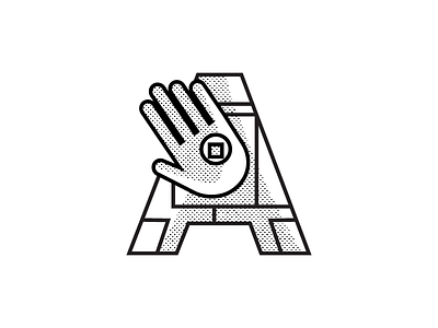 hand a blackandwhite cyber design hand icon ilustration isotype lettera lines logodesign typography vector