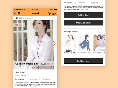 Mercari app application fashion interface mobile online sales shopping ui ux