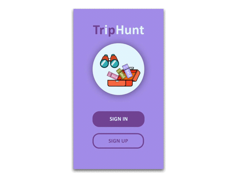 Triphunt app game gif interface mobile travel trip ui ux