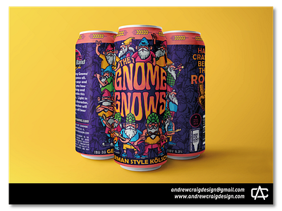 The Gnome Gnows Beer Label Illustration & Layout art beer can beer label branding design graphic design illustration label typography vector