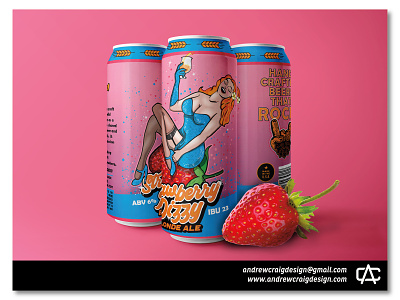 Strawberry Dizzy Beer Label Illustration & Layout art beer branding beer can design graphic design illustration layout logo design typography vector