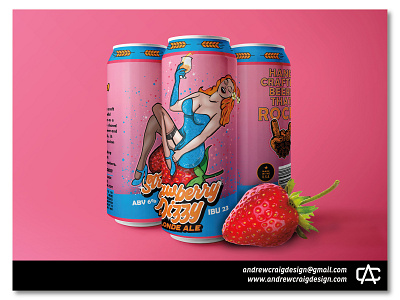 Strawberry Dizzy Beer Label Illustration & Layout