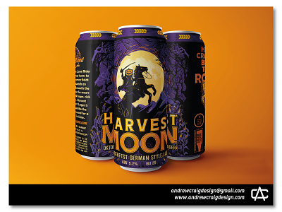 Harvest Moon Beer Label Illustration & Layout art beer branding beer can beer label graphic design illustration typography vector
