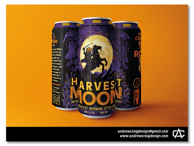 Harvest Moon Beer Label Illustration & Layout