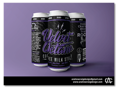 Velvet Octane Typography and Beer Label Layout beer can brand branding graphic design illustration logo design typography vector