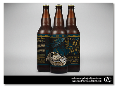 Fell On Black Days Illustration and Beer Label Design