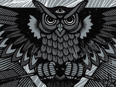 Visionary monochromatic owl pen tool illustration vector