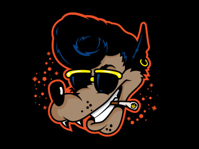 WolfBoy bold design greaser illustration logo old school cartoon pen tool wolf vector