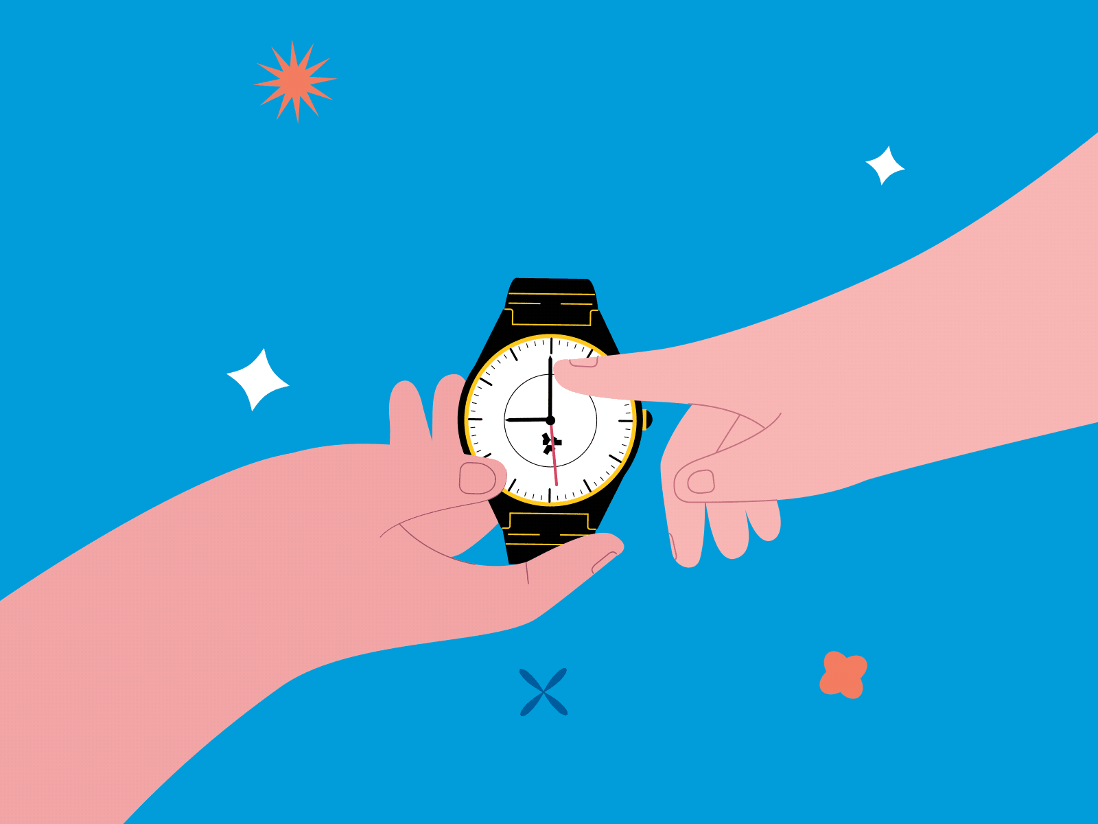 SNFCC HANDS 3 2d animation characters clock fingers hands illustration motion design safety vector watch