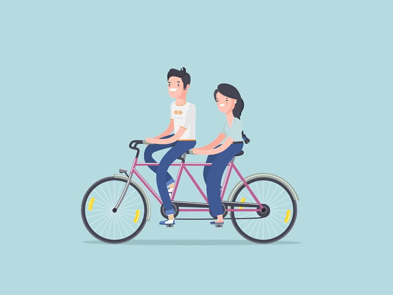 Noura and Kareem Bike 2d animation bicycle character design healthy life illustration motion design odd bleat workout