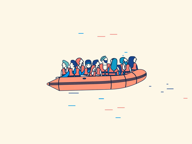 Refugees 2d animation animation boat greek crisis humanitarian illustration infographic line art odyssea vector