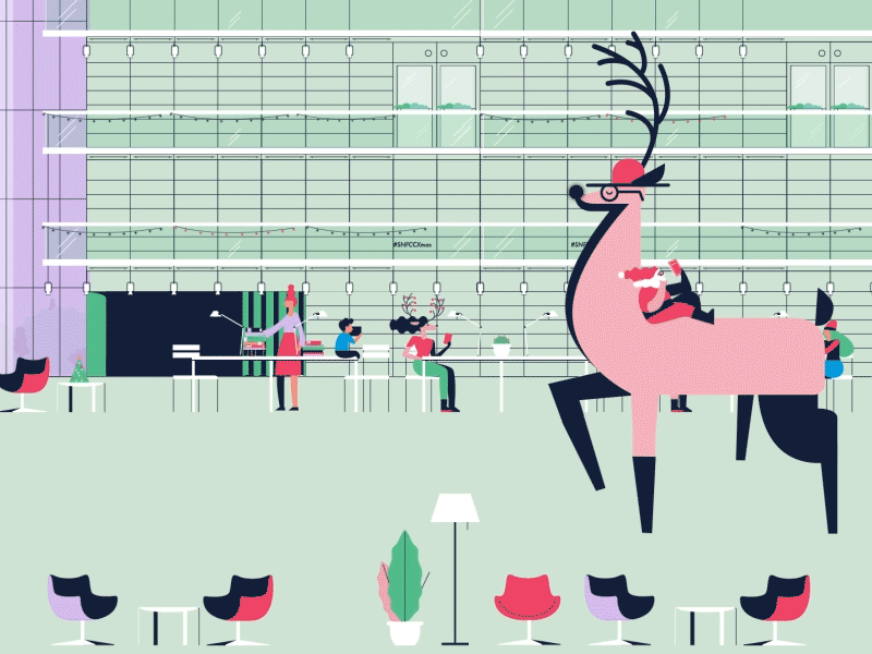Day 20 Library animation characters library motion design national library reading reindeer santa studying