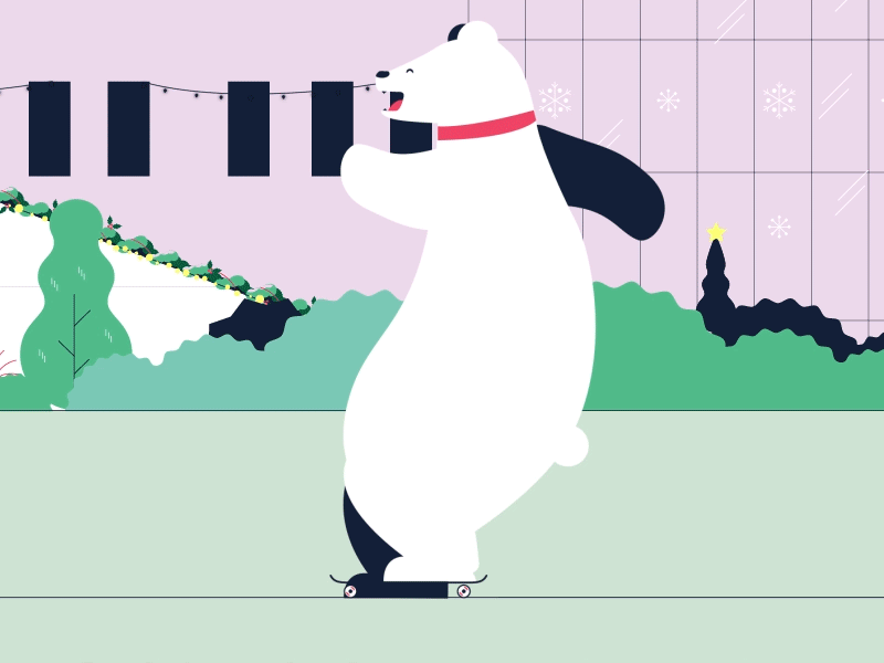 Day 18 #SNFCCXmas animation building christmas illustration little characters motion design park polar selfie skate snfcc