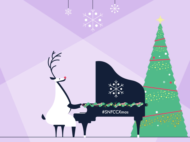 Day 15 #SNFCCXmas animation christmas concert illustration motion design music music hall nutcracker piano reindeer snow