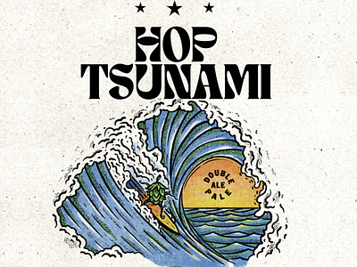 Hop Tsunami Illustration beer brew brewery illustration logo