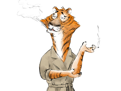 Office Animals (Inktober 2018) animal character character design cigarettes digital painting illustration inktober job office photoshop sketch smoke tiger work