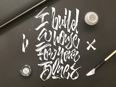 I build a house, For your bones calligraphy cola pen dead weather dots ink lettering quote raw white