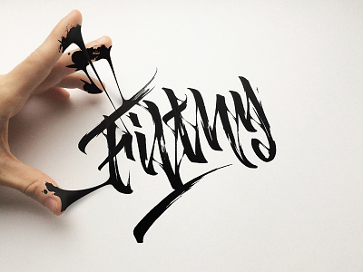 Filthy black calligraphy dirt drops filthy hand integrate lettering reality