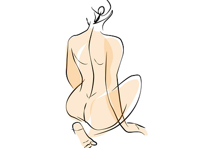 Back ass back girl illustration line lineart woman