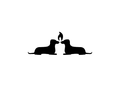 Two dogs and negative space candle. black and white minimal negative space simple