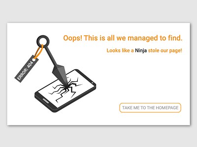 404 Page — UI Weekly Challenges (S2 / W2) 404 404 page challenge design illustration missing ninja page not found ui ui challenge web