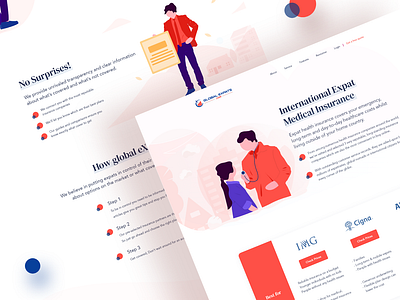 GlobalExpats Insurance Web UI Design-2 2019 clean color design icon illustraion illustration insurance company interface landing typography ui ux vector web