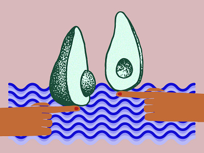 Washing avocados makes no sense art drawing illustration minimal vector