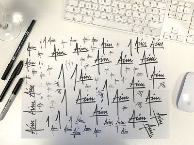 Aim Logo - Initial Creation Process branding calligraphy hand handtype lettering logo script type typography