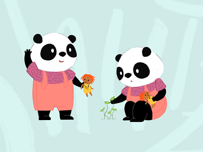 Character design - panda bears character design childrens book childrens book illustration panda bear pandas playful