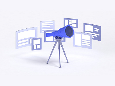 Discover Content 3d algolia c4d content design discover illustration minimal tech telescope