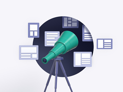 Site Search And Discovery 3d algolia c4d data design discovery illustration search telescope