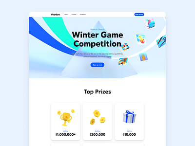 Winter Game Competition 3d blender competition design event figma game landing prism prize tech ui voodoo webflow webpage