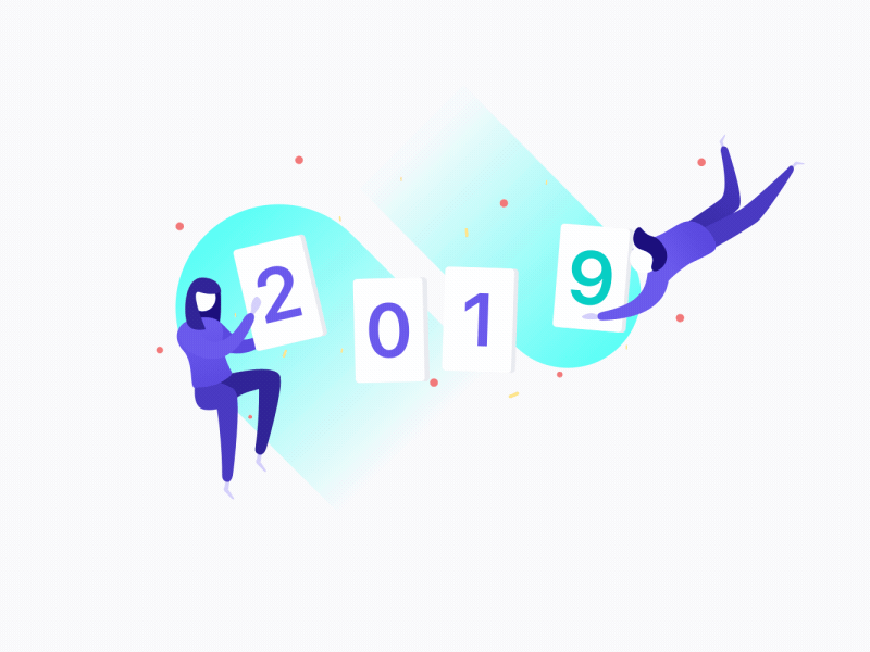Welcome 2019! 2019 after affects animation character design floating illustration motion design new year qonto smooth