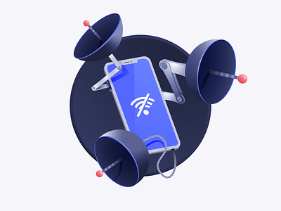 Search With Low Wi-fi Connection algolia antenna connection design device illustration illustrator iphone network parabolic vector wifi