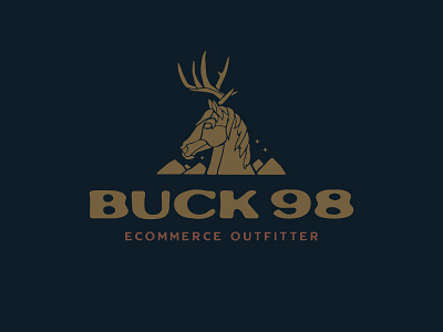 Buck 98 Ecommerce Outfitter Logo branding buck design ecommerce fishing gear graphic design horse hunting logo montana mountains outdoors outfitter