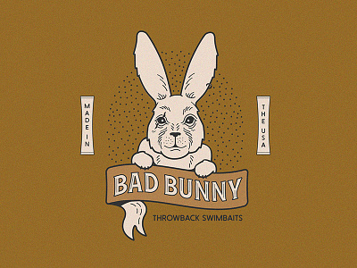 Bad Bunny package design badbunny badge bass fishing branding bunny fishing graphic design illustration logo minnesota outdoors rabbit small business swimbaits vintage