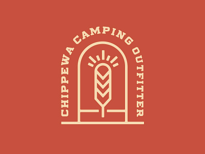 Chippewa Camping Outfitter logo concept badge branding camping feather graphic design logo minnesota outfitter retro vintage