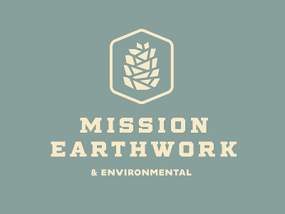 Mission Earthwork logo concept #2 badge branding graphic design illustration logo minnesota pinecone vintage